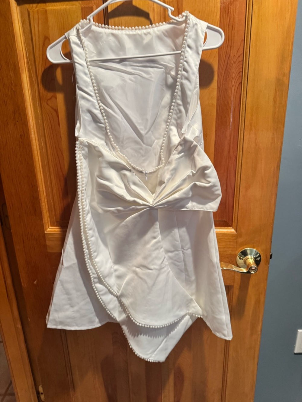 Ivory Pearl Trim Sleeveless Dress